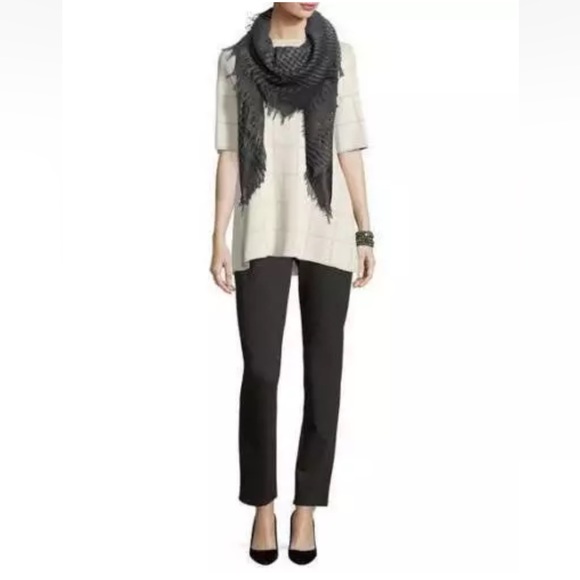 228.00 NWT EILEEN FISHER MELANGE SKINNY STRETCH PONTE PANT CHARCOAL - Picture 3 of 6